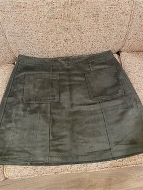 Old Navy dark olive green suede-look mini skirt